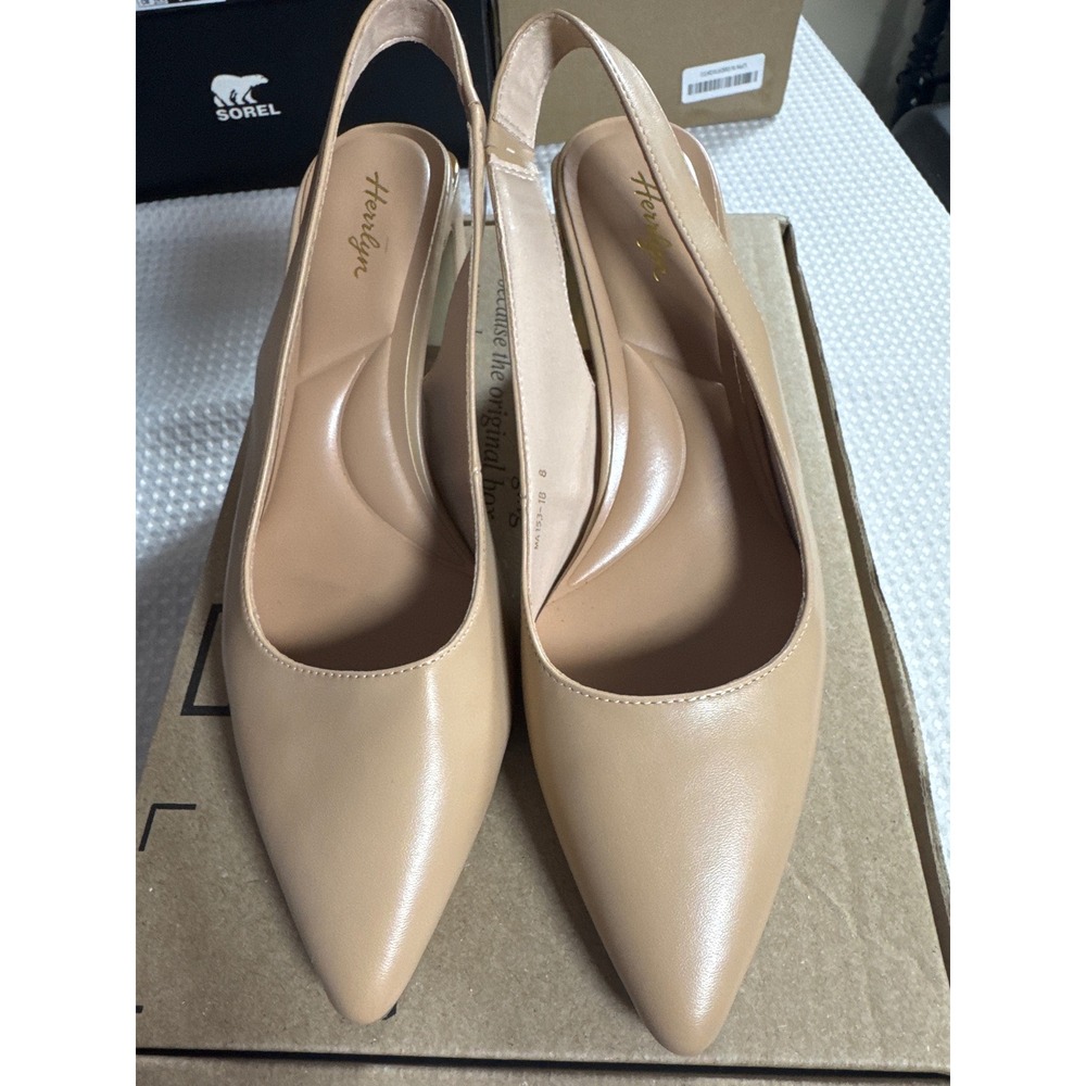 Herrlyn Slingback Pump Womens 8 MA153-1B Beige Dress MA153-1B EUC